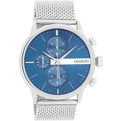 Afbeelding van OOZOO C11100 Horloge Timepieces staal zilverkleurig blauw 45 mm