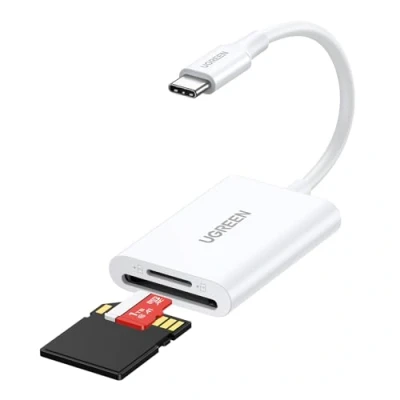 Afbeelding van UGREEN USB C kaartlezer SD 3.0 170 MB/S Micro Type compatibel met iPhone 15 serie, Galaxy S23 iPad, MacBook Pro/MacBook Air etc (Wit)