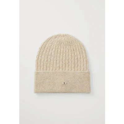 Afbeelding van Tommy Hilfiger Cable FLAG Beanie Muts, Dames, Maat: One Size, Sandalwood melange