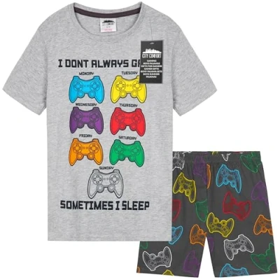Afbeelding van CityComfort PJ&#039;s voor jongens en tieners, korte pyjamaset, loungewear, zachte nachtkleding, ademende zomernachtkleding, gamingcadeaus jongens, Grijs/Multi, 11 12 jaar