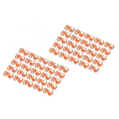 Afbeelding van DIGITUS kleurclips voor RJ45 patchkabels kleurorganisatie van netwerkkabels beter kabelbeheer 100 stuks CAT 5e, 6 &amp; 6A LAN kabels AWG 24/7 tot 27/7 Oranje