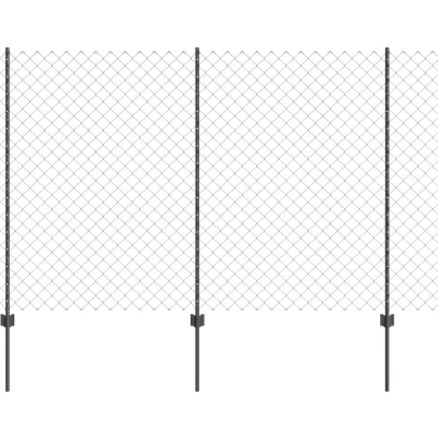Afbeelding van vidaXL Kettinglink hek met 20 U palen Grijs 1,5x10 m Staal