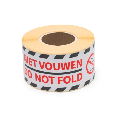 Afbeelding van Waarschuwingsetiket Rillprint do not fold 46x125mm wit