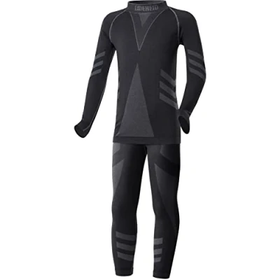 Afbeelding van Ladeheid Set Thermobroek en Thermoshirt Thermo ondergoed Kinderen Meisje Jongen Thermokleding Zwart/Turkis 158 164 LA LA40 KIDS