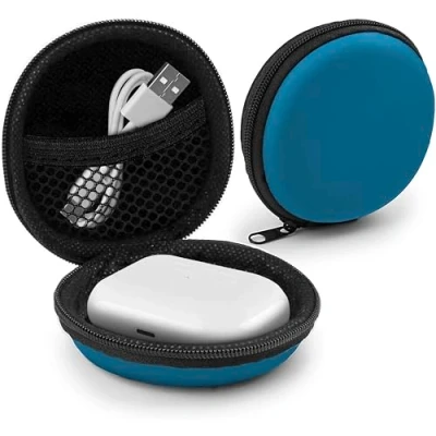 Afbeelding van MyGadget Hoofdtelefoon Opslag Mini Tas Beschermende Transportdoos Accessoires voor bijv. In Ear Case Oortelefoons, iPod Shuffle, USB Sticks Blauw