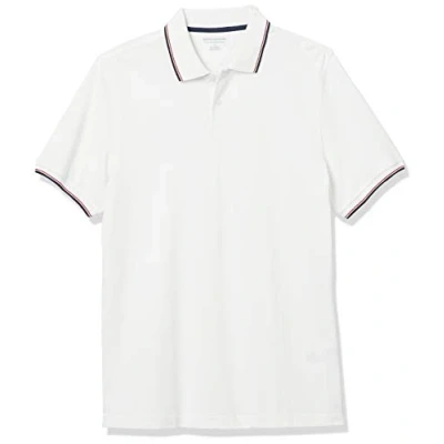 Afbeelding van Amazon Essentials Men&#039;s Poloshirt van piqué katoen met slanke pasvorm, Marineblauw/Rood/Wit, XS