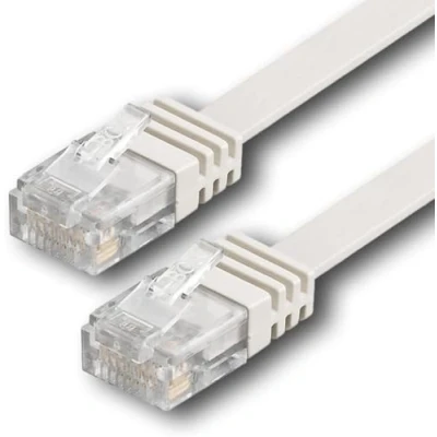 Afbeelding van CAT6 2x RJ45 stekker platte Netwerkkabel Kabel Ethernet Lan Patchkabel 20m wit