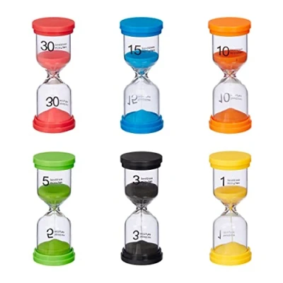Afbeelding van Relaxdays zandloper 6 delig looptijden 11x4,5 cm tandenpoets timer kinderen