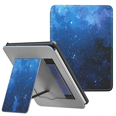 Afbeelding van MoKo Case Fits ALL new kindle Paperwhite 11th Generation 2021, Lightweight PU Leather Cover Stand Shell with Hand Strap for 2021 kids &amp; Signature Edition 6.8&quot;, Blue Sky Star