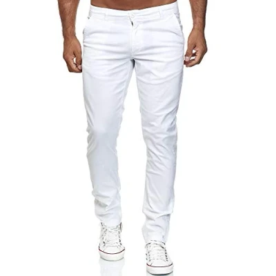 Afbeelding van Elara Herren Chino Hose Slim Fit Stretch Chunkyrayan MEL009 Weiß 30/30