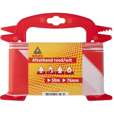 Afbeelding van Deltafix afzetband rood / wit 25 m