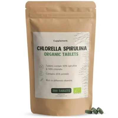 Afbeelding van Cupplement Spirulina Chlorella 300 Algen Tabletten 500 MG per Tablet Biologisch Geen Capsule, Vlokken of Poeder Superfood Supplement Hawaii Alg Blauw Spirilina Chlorela
