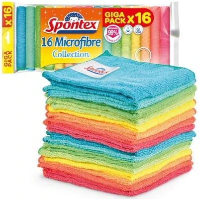 Afbeelding van SPONTEX Microvezelcollectie, 16 multifunctionele microvezeldoeken
