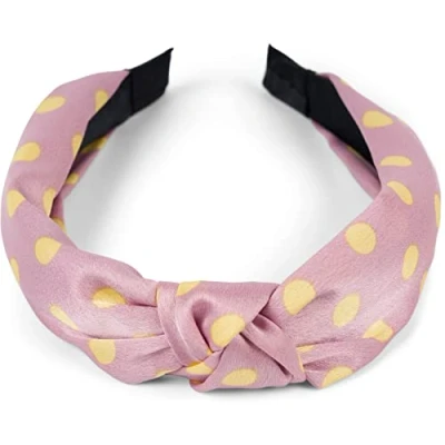 Afbeelding van styleBREAKER Dameshaarband met stippenpatroon en knopen in retrostijl, rockabilly, vintage look, haarband, hoofdband 04026015, kleur: bordeauxrood wit