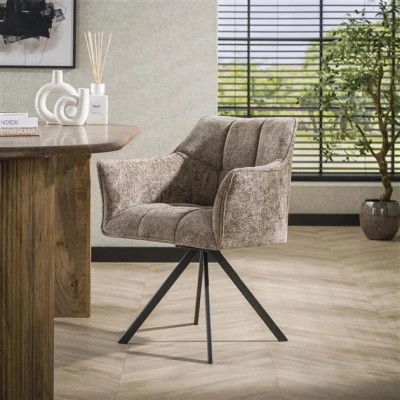 Afbeelding van Hoyz Collection Armstoel Raster Draaibaar 2 Stuks Rich Champagne