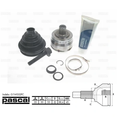Afbeelding van Homokineet reparatie set, aandrijfas PASCAL G1W032PC
