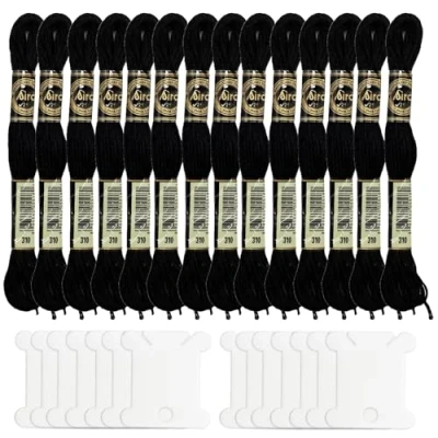 Afbeelding van SZXMDKH zwarte borduurgaren, kruissteekdraad serie kruissteek floss (14 strengen per verpakking)