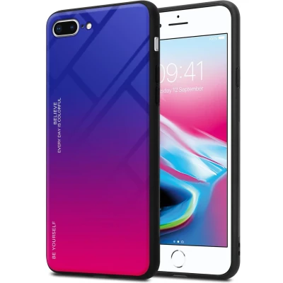 Afbeelding van Cadorabo Hoesje geschikt voor Apple iPhone 7 PLUS / 7S 8 in PAARS ROOD Tweekleurige beschermhoes