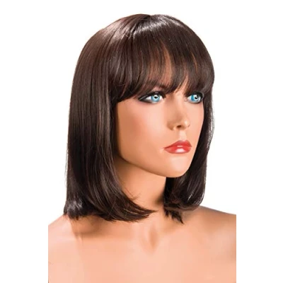 Afbeelding van World Wigs Allison Pruik Lang Bruin Opgeknipt met Pony