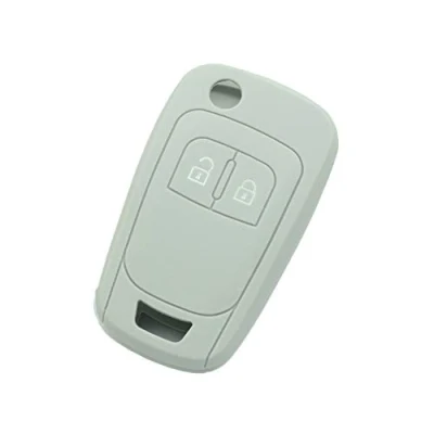 Afbeelding van BROVACS Siliconen Cover Protector Case Houder Skin Jacket Compatibel met OPEL VAUXHALL 2 Button Flip Remote Key Fob CV9624 Grijs