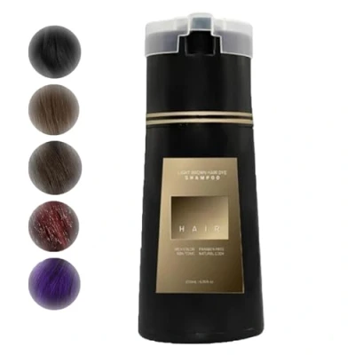 Afbeelding van Haarverf Shampoo,Onmiddellijk Werkende Langdurige Shampoo,Draagbare Verrijkte Kleurenshampoo Haarverf,Groeiende Natuurlijke Haarverf,Gemakkelijk en Veilig,voor Dames Heren (Lichtbruin)
