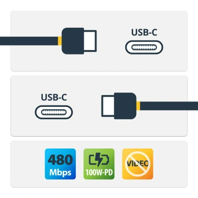 Afbeelding van StarTech.com USB C naar kabel met 5A/100W Power Delivery M/M wit 2 m IF certificatie