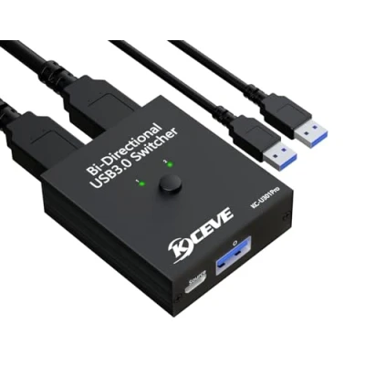 Afbeelding van USB 3.0 Switch, bidirectionele Switch 2 PC, 1 in uit / uit, YOUTINGHDAV switcher voor PC Share Mouse, toetsenbord, printer, U schijf, met kabels