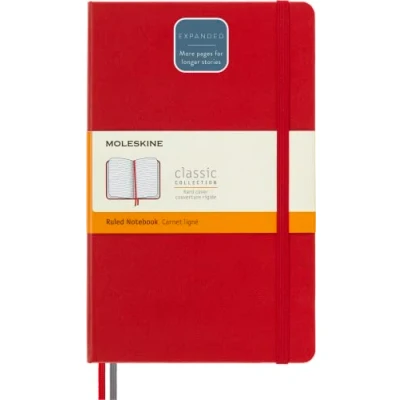 Afbeelding van Moleskine Notitieboek, uitgebreid, groot, gelinieerd, scharlakenrood, harde kaft (5 x 8,25)