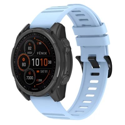 Afbeelding van QuickFit Stripe Siliconenbandje voor de Garmin Watch 22 mm aansluiting Lichtblauw imoshion bandje Geschikt Approach S60,