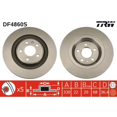 Afbeelding van Trw Remschijf DF4860S