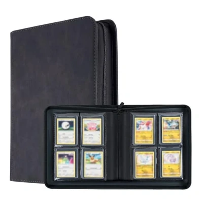 Afbeelding van Mcbazel Speelkaartenboek, beschermend voor TCG/MTG Toploader albumhoes, 112 kaartvakken, 4 vakken, waterdicht PU leer met 35PT witte lichte harde afdekkingen