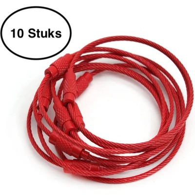 Afbeelding van Staaldraad sleutelring 15 cm Sleutelhanger Split ring centimeter 10 stuks Rood