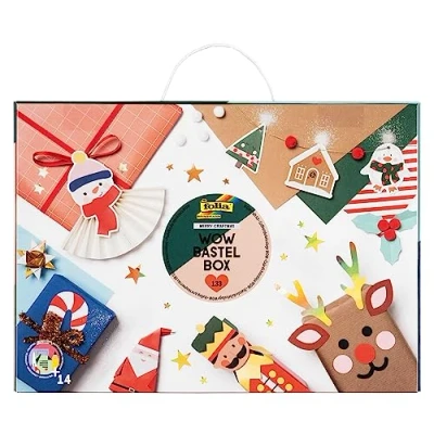 Afbeelding van folia 923 WOW knutseldoos MERRY CRAFTMAS, 133 stuks met papier, knutselkarton, stickers, accessoires en instructies