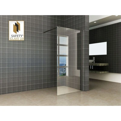 Afbeelding van Wiesbaden inloopdouche safety glass nano 100x200x1 cm helder/mat zwart