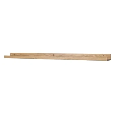 Afbeelding van Fotolijst, eiken, bruin, lengte 110 cm, mdf hout, wandrek, smalle wanddecoratie, hangrek, fotorail, galerijlijst