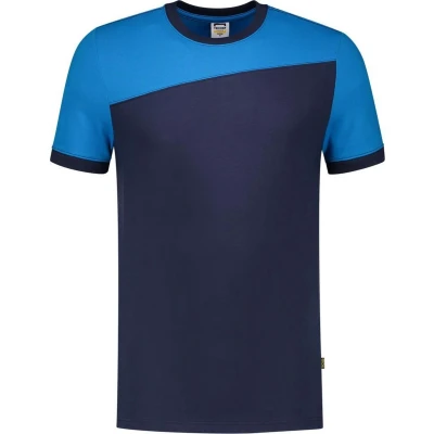 Afbeelding van Tricorp T shirt Bicolor Naden 102006 Ink / Turquoise Maat L