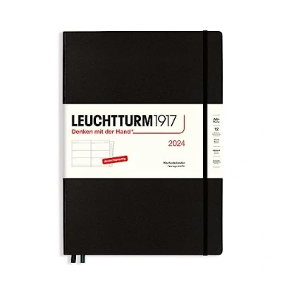Afbeelding van LEUCHTTURM1917 367605 Weekkalender Master (A4+) 2024, met extra schrift voor adressen en verjaardagen jubilea, zwart, Duits, 12 maanden