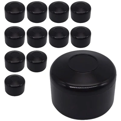Afbeelding van SKIR&#039;CO (12 stuks) hekpaaldoppen, rond 42,4 mm zwarte kunststof doppen voor ronde hekpalen, omheiningspaalhoezen, zwart RAL 9005 kleur