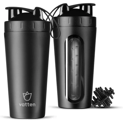 Afbeelding van Vatten® Premium RVS Shakebeker 700 ml Mat Zwart Eiwitshaker Proteïne Shaker