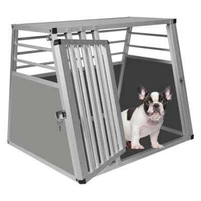 Afbeelding van EUGAD Hondtransportbox, aluminium, hondenbox, reisbox, autobox voor grote honden, Husky Samojeden Weimaraner, Border Collie Chow Chow, Shetland Sheepdog B 80 x H 65 D65 cm 0061HT