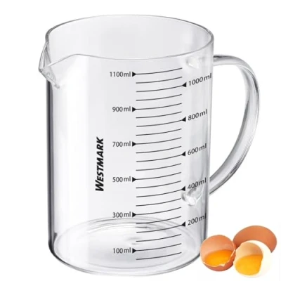 Afbeelding van Westmark Glazen Maatbeker voor het afmeten van Ingrediënten Bakken en Koken, Magnetronbestendig, Temperatuurbestendig, Ergonomische Handgreep 1,1 Liter