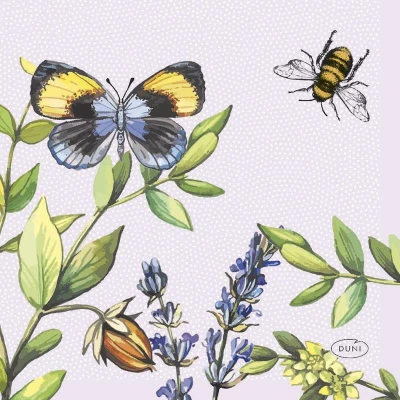 Afbeelding van Duni servetten Cherry Butterflies 24x24cm 3 laagstissue FSC pak a 20