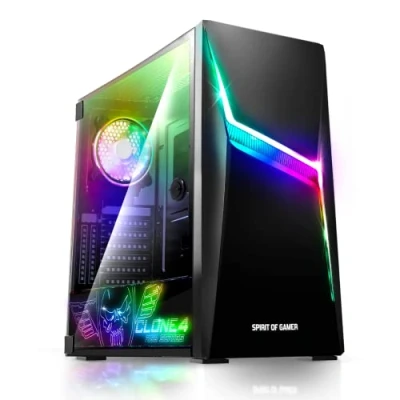 Afbeelding van SPIRIT OF Gamer PC Clone 4 ARGB Case Medium Tower ATX, Micro ITX 1 RGB ventilator van 120 mm + Zijwand gehard glas