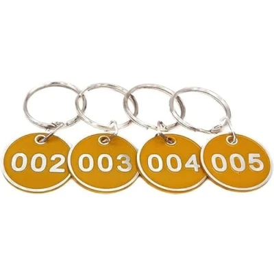 Afbeelding van Set di targhette portachiavi mumerate in lega alluninio, con numero identificativo, 100 pezzi, Geel, 1 to