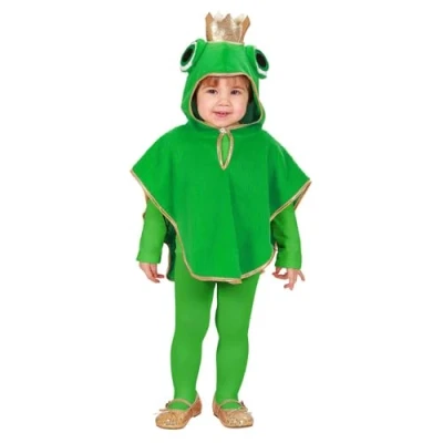 Afbeelding van Widmann de Prinses en Kikker Kostuum Jonge Kikkerprins Met Kroon Kind Groen Maat 98 Carnavalskleding Verkleedkleding
