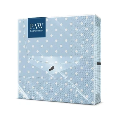 Afbeelding van PAW Papieren Servetten 3 laags (33 x 33 cm) I 20 Stuks Gedrukt met Inkt op Waterbasis Verjaardag Decoratie voor Kinderen Ideaal Kinderfeestjes Kleur: Dots (light blue)