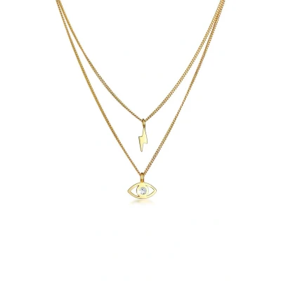 Afbeelding van Elli Layer Look Flash Eye Ketting goldcoloured, Dames, Maat: 40, Gold coloured
