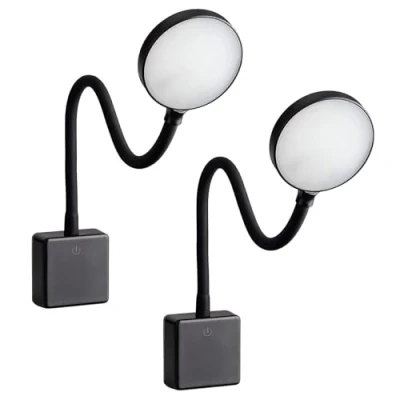 Afbeelding van SEBSON® 2x LED Stopcontact Lamp Dimbaar Wit, Wandlamp met Stekker 4W, Stekkerlamp Zwanenhals Flexibel Neutraal Wit 4000K Leeslamp, Nachtlamp
