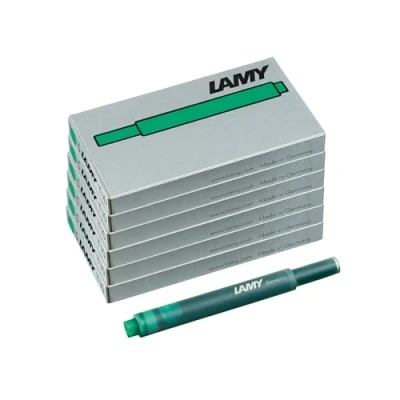 Afbeelding van Lamy T10 6 delige set inktpatronen met grote inktvoorraad geschikt voor alle vulpenmodellen inhoud 1,25 ml per patroon 5 stuks pak inktkleur groen
