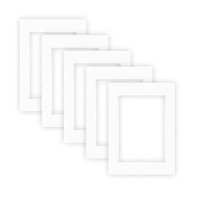 Afbeelding van nielsen Conservation Passepartout karton 1,5 mm set van 5 buitenformaat 13x18 cm voor beeldformaat 9x13 polarwit (lichtwit) gestructureerd oppervlak